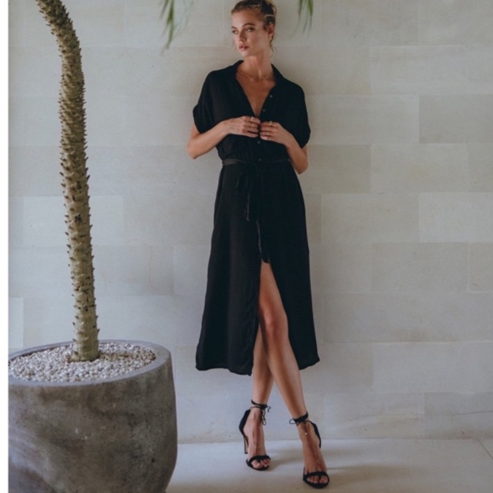 Pampelone Black Classic Shirt Dress Button Down Size Small